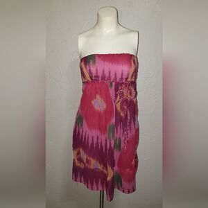 Pink and Red Strapless Dress